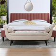 thumbnail image 2 of Pemberly Row Tufted Flared Arm Entryway Bench Cream Polyester, 2 of 11