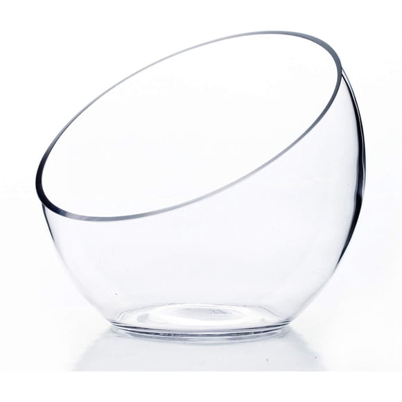 Jarrón de vidrio WGVI, cuenco transparente con corte inclinado de 7 cm x 15 cm