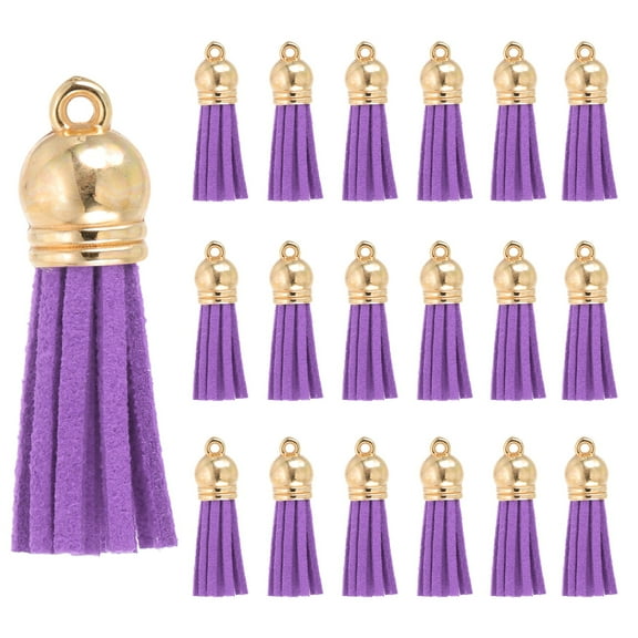 Uxcell 1.5 Inch Leather Tassels, 100 Pcs Faux Leather Keychain Charm Bulk for DIY Craft, Dark Purple