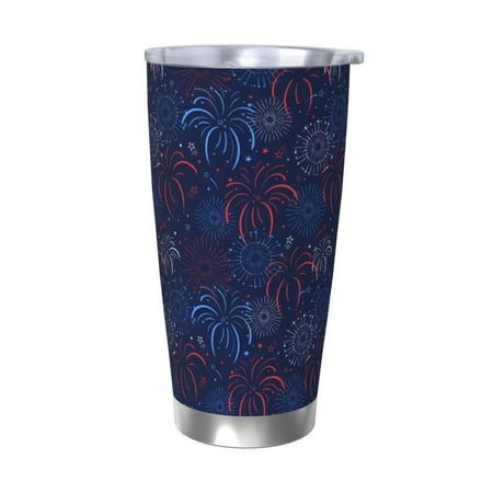 

Salouo Firework Print 20oz Tumbler with Lid Stainless Steel Vacuum Insulated Tumbler Durable Insulated Coffee Mug Thermal Cup with Splash Proof Sliding Lid-Without Straw