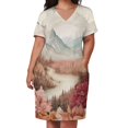 thumbnail image 2 of Vestido holgado con bolsillos y estampado de flores y montañas en tonos pastel de ensueño, ropa de verano para mujer 2025, vestidos de verano para mujer 2025, 2 of 6