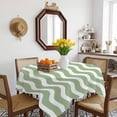 thumbnail image 3 of Sage Green Stripe Table Cloth Waterproof Tablecloths, Farmhouse Striped Modern Waves Moires Tablecloth Dining Table Cover for Kitchen Party Tabletop Outdoor, Square Tablecloth 60x60 Inch, 3 of 9
