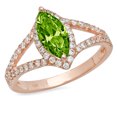 thumbnail image 7 of Halo Engagement Ring for Women - 1.2ct Natural Peridot in 14K Rose Gold Promise Ring, 7 of 7