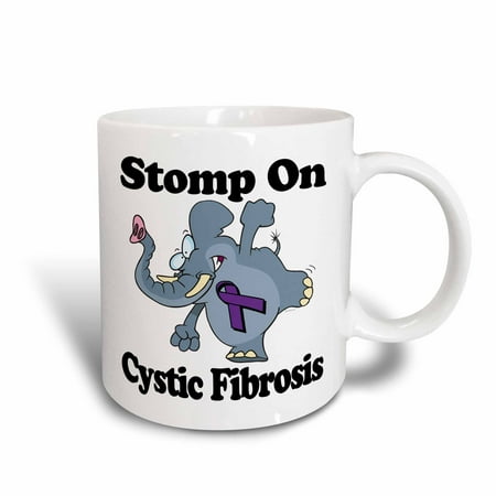 Design 24 Ounce Teapot - 3dRose Elephant Stomp On Cystic Fibrosis Awareness Ribbon Cause Design, Ceramic Mug, 15-ounce