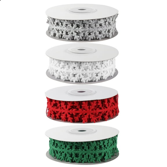 Eease 4 Rolls Snowflake Trim Ribbon for DIY Crafts & Decor