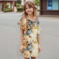 thumbnail image 5 of Abcomgle Short Sets for Girls 10-12 Girls 2 Piece Outfits Daisy Flower Ruffle Sleeve Tee Top and Elastic Waist Shorts Cute Trendy Girls Summer Clothes 10-11 Years,Khaki, 5 of 5