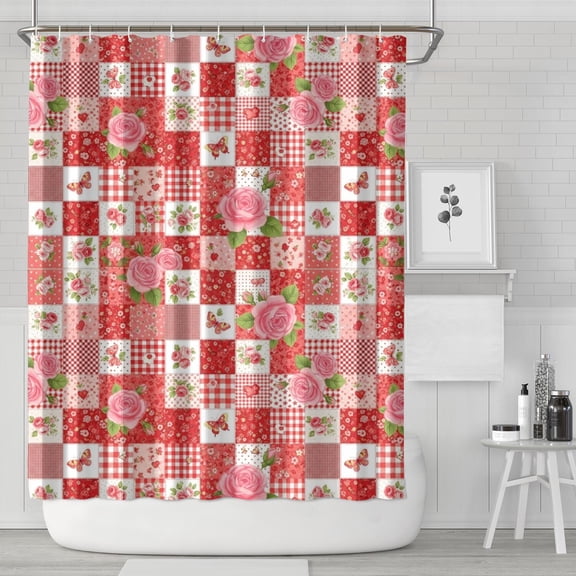 Pioneer Flower Floral Print Pattern Shower Curtain 84"x72", Bathroom Decorative Shower Curtain Set with 12 Hooks, Waterproof Washable