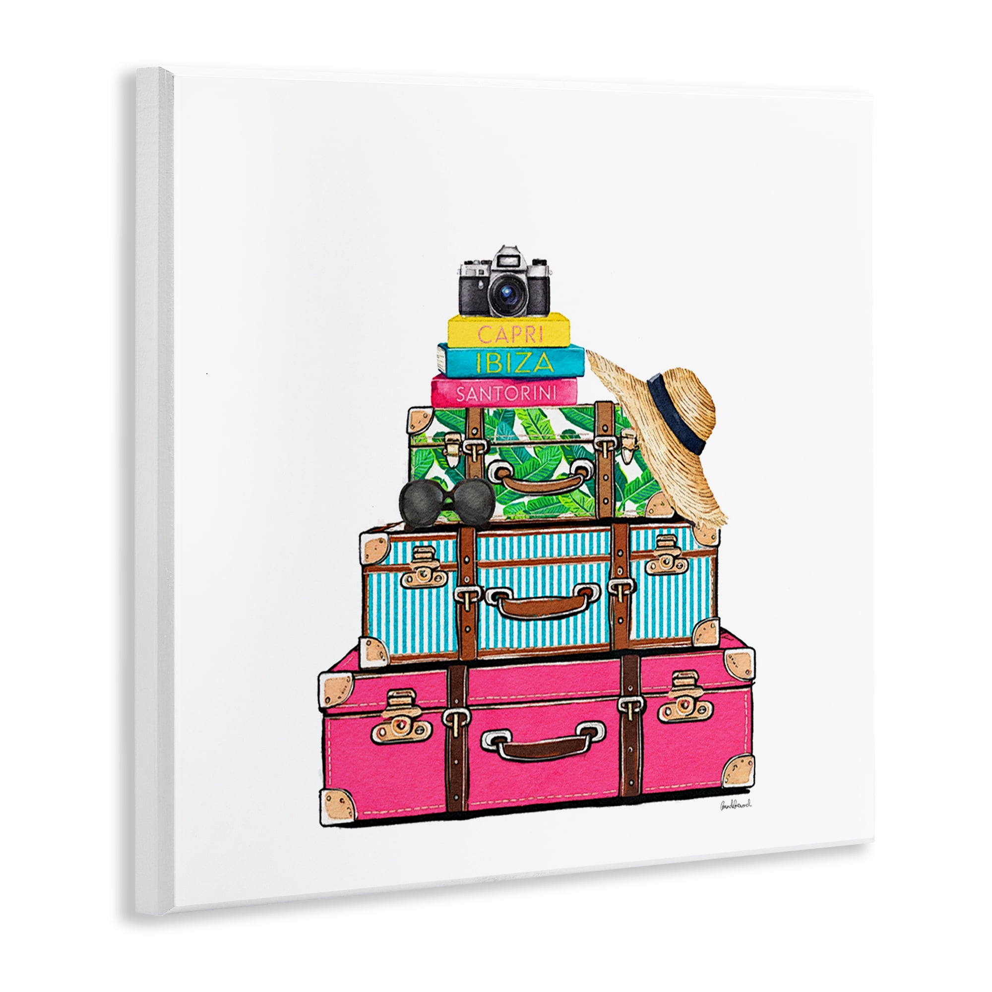 Stupell Industries Glam Travel Suitcases Wall Plaque Art, design by Amanda Greenwood