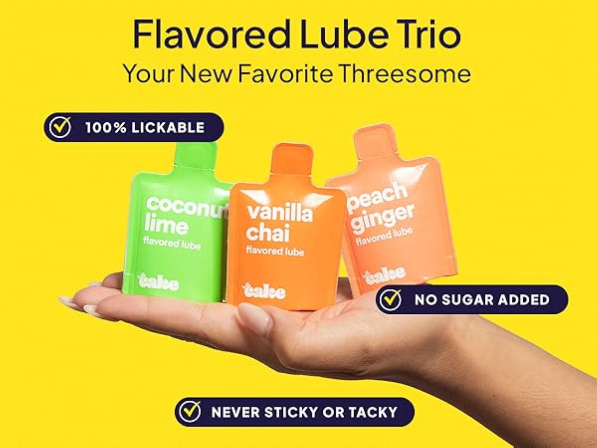 Hello Cake Premium Water-Based Flavored Lube Trio, Edible Personal Lubricant for Men and Women, 0.34 fl oz (3 Count)