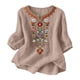 thumbnail image 2 of Neewe Women's Embroidered Tops 3/4 Sleeve Traditional Boho Shirts for Women V Neck Peasant Tunic Blouses, 2 of 8