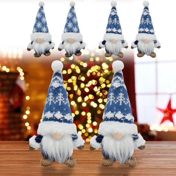 Adorno Navideño Xihbxyly Muñeco Enano Azul Sin Rostro Copo de Nieve Decoración Navideña