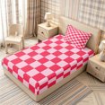 thumbnail image 5 of Homewish Classic Checkerboard Twin Sheets 3pcs for Girls, Geometric Gingham Bedding, Hot Pink,1 Fitted Sheet, 1 Flat Sheet and 1 Pillowcase, 5 of 6
