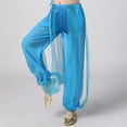 thumbnail image 5 of TEAJOPSUU Girl's Harem Dance Pants High Waisted Tribal Pants Sequin Stage Performance Pants Soft Stretchy Ankle Tied Pants A-Sky Blue, 5 of 5