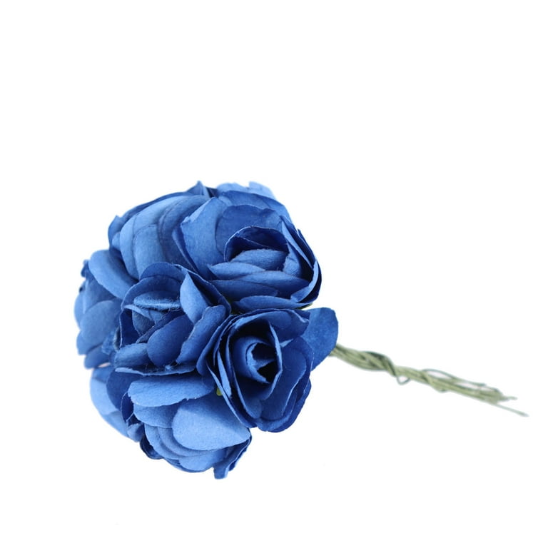Folded ribbon Roses, 0.75-inch rose, 6 Roses, Turquoise Blue