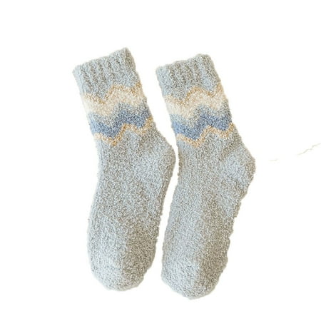 

Xmarks Womens Fuzzy Socks Fleece Fluffy Cabin Plush Warm Sleep Soft Cozy Winter Adult Slipper Socks Light Blue