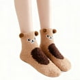 thumbnail image 2 of NTACZA Brown Socks for Women Winter Fuzzy Thick Thick Slipper Socks Graphic Print Isulated Plush Women Crew Socks, 2 of 6