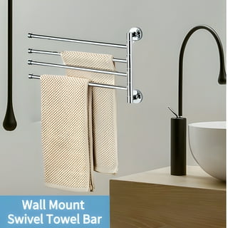 Swivel Towel Bar With Towel Hooks Black Bathroom Swing Hanger Towel Rack  Holder