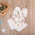 thumbnail image 3 of Douhoow Baby Girls Sleeveless Romper Floral Print V Neck Lace Patchwork Jumpsuit Backless Bodysuit, 3 of 7