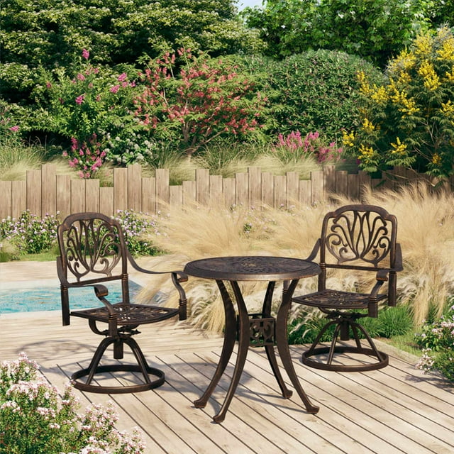 vidaXL 3 Piece Bistro Set Cast Aluminium Bronze