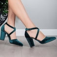 thumbnail image 3 of Sina - Tacones altos con tiras cruzadas altos con tiras cruzadas de terciopelo verde esmeralda esmeralda 22.5 CM, 3 of 6