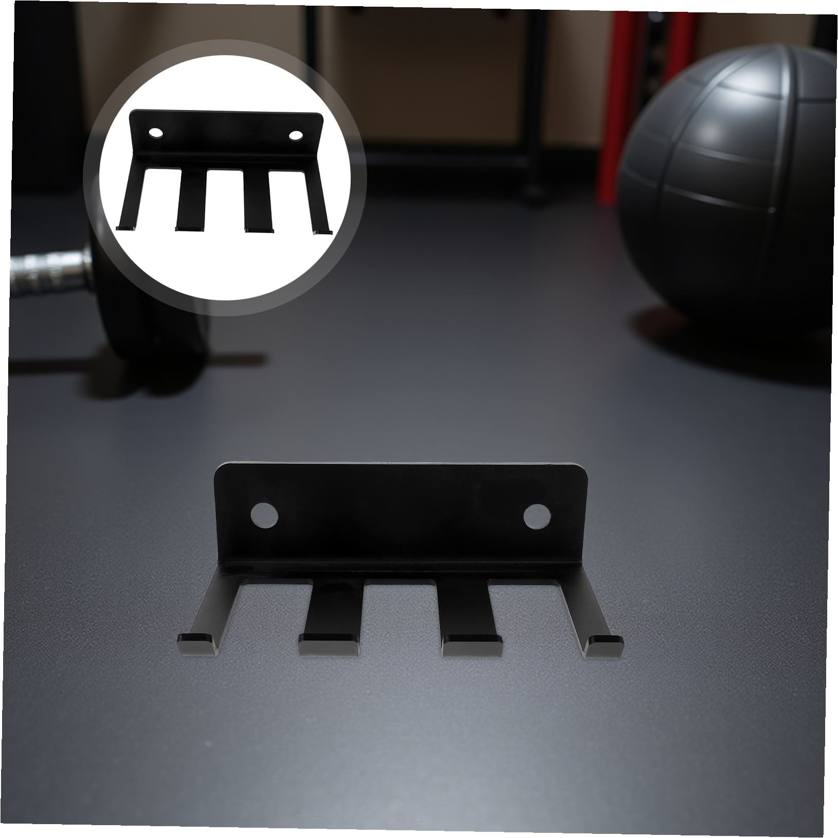 OUNONA Vertical Barbell Wall Rack in Black Steel - Space-Saving Gym Storage for Garage and Home Workout Equipment
