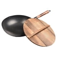 thumbnail image 1 of Sartén Wok de 32 cm, de hierro fundido, para saltear, de fondo plano, para hervir, cocina de inducción , para todas las estufas, para saltear, 1 of 9