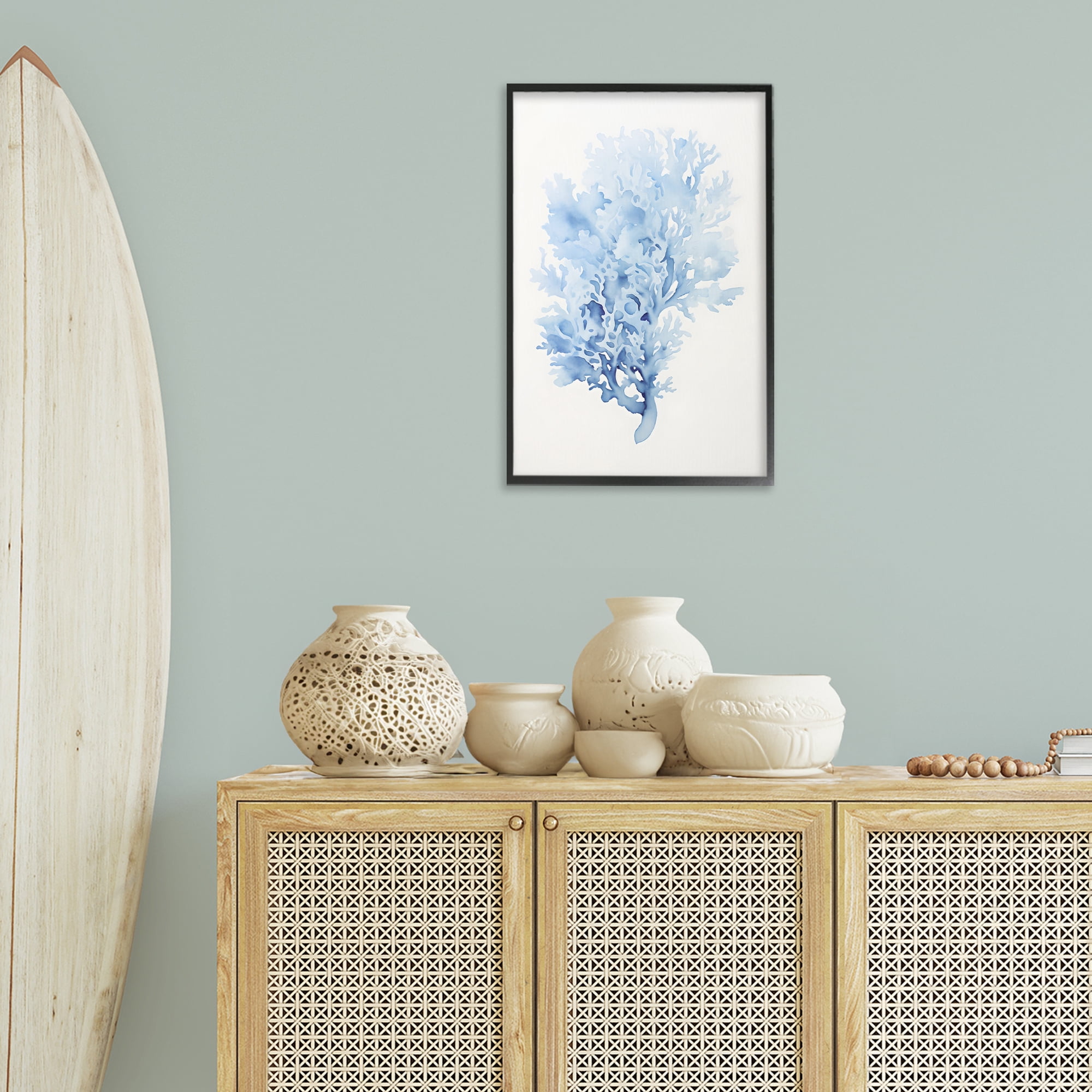 Stupell Industries Indigo Coral Impression Animals & Insects Painting Black Framed Art Print Wall Art, 16 x 24