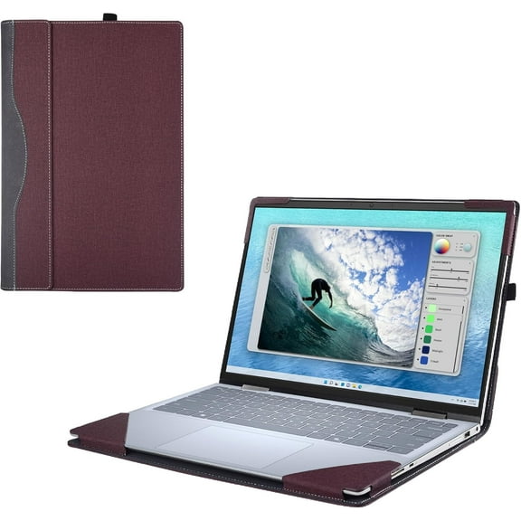 Laptop Cover Case for Dell Inspiron 14 5445/5440/5435/5430/5425/5420 Notebook PC (NOT Working with Other Dell Models). PU Leather Detachable Notebook Sleeve