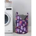 thumbnail image 3 of Cartoon Laundry Bag, Funky Hearts Creatures Little Girls and Boys Cats Comic-themed, Hamper Basket with Handles Drawstring Closure for Laundromats, 13" x 19", Dark Purple Multicolor, by Ambesonne, 3 of 4