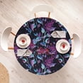 thumbnail image 4 of Ambesonne Floral Design Fitted Round Tablecloth, Grunge Lilac Pattern, 56"- 60" Diameter, Magenta Pale Purple Plum, 4 of 5