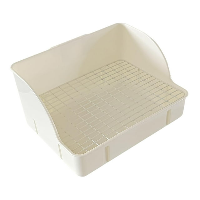 Caja de arena para conejos, cobayas, conejos, hámsters, chinchillas, jaulas, orinal para mascotas Grande Blanco Blanco