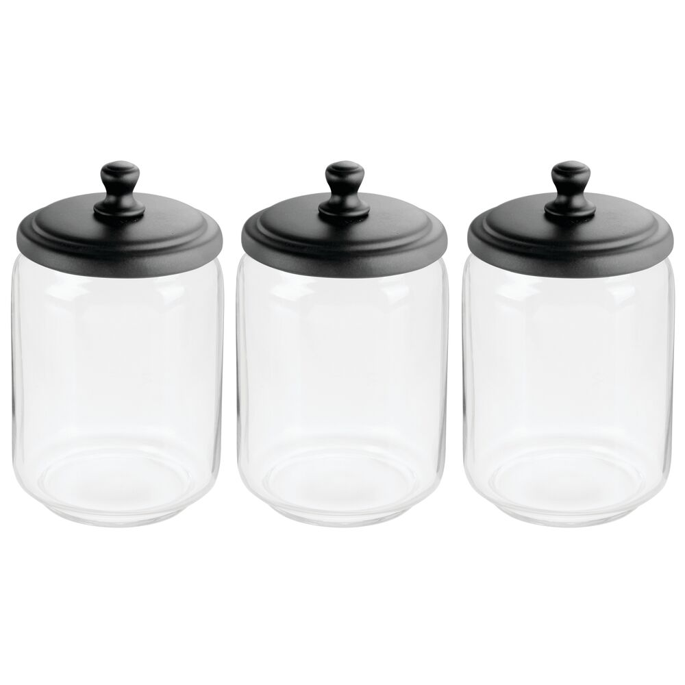 mDesign Glass Storage Apothecary Jar for Bathroom Vanity, 3 Pack
