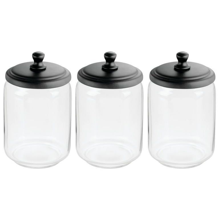 Glass Storage Apothecary Jar 3 Pack - Clear/Black