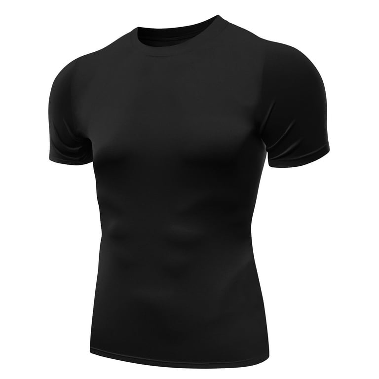 NELEUS Men's Athletic Compression Shirt Base Layer Tight Tops Short Sleeves 3  Pack,Black,US Size S 
