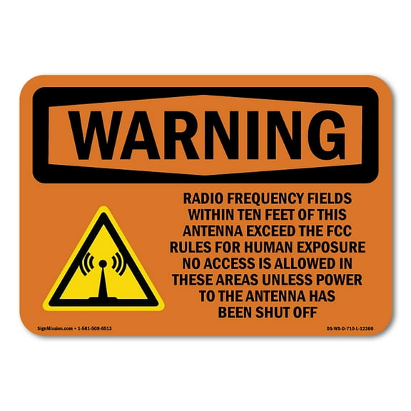 OSHA WARNING Sign - Radio Frequency Fields Within With Symbol | Decal | Protect Your Business, Work Site, Warehouse & Shop Area | Made in the USA