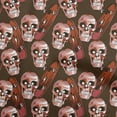 thumbnail image 1 of oneOone Polyester Lycra Brown Fabric Skull Dress Material Fabric Print Fabric By The Yard 56 Inch Wide, 1 of 6