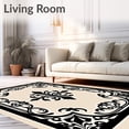 thumbnail image 2 of ODIKA 8'x10' Machine Washable Non-Slip Area Rug, Classic Damask with Ornate Flourishes and Stylized Petal Scrolls High Traffic Rug, Black, 569016, 2 of 7