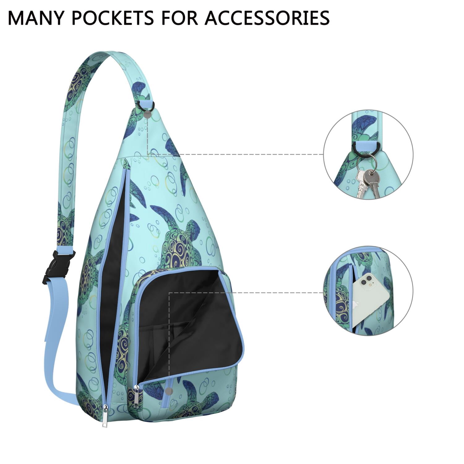 Coral Reef Turtle Sling Bag&nbsp;- Playful Cartoon Turtle & Tropical Fish Design, Lightweight Shoulder Pack (Marine Conservation Theme)