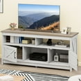thumbnail image 2 of Uforic 59" Farmhouse TV Stand for 55/60 Inch TV with Power Outlet,Entertainment Center TV Console with Door, White & Oak, 2 of 9