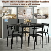 Costway 5 Pcs Dining Set Table 30'' And 4 Chairs Home Kitchen Room Breakfast Furniture Black