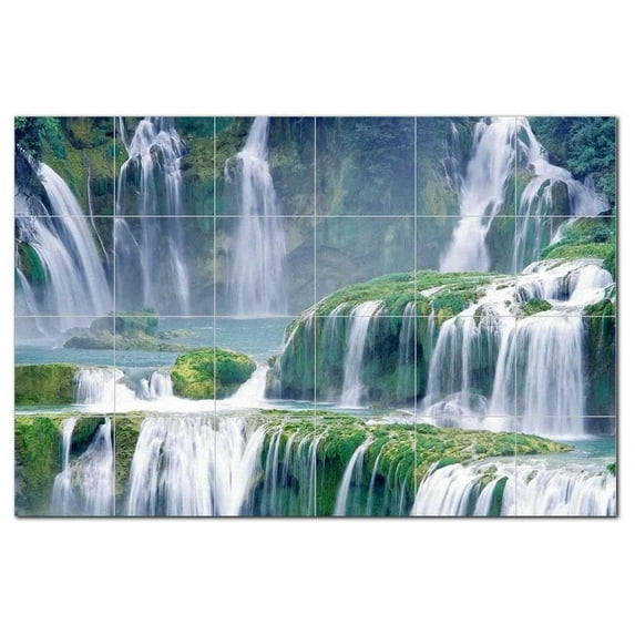 Waterfall Photo Ceramic Tile Mural Kitchen Backsplash Bathroom Shower, 406091-XL
