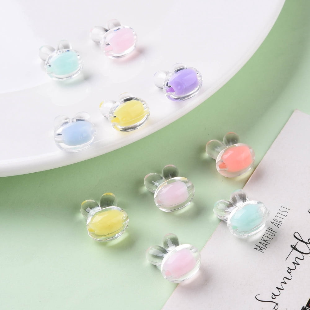 500g Transparent Acrylic Beads Bead in Bead Rabbit Mixed Color 15.5x12x9.5mm Hole: 2mm 480pcs/500g