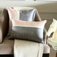 thumbnail image 5 of The HomeCentric Light Pink Pack of 2, 12"x26" (30x65 cm) Lumbar Pillow Cover, Silk Color Blocking & Patchwork Oblong Pillow, Modern Pattern Striped Style - Plush Light Pink Silk, 5 of 10