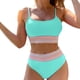 thumbnail image 2 of Augper Women's Swimsuit Sexy High Waist Color Panel Colorful Bikini Swimsuit Color Backless Split Steel Support Swimsuit Set, 2 of 5