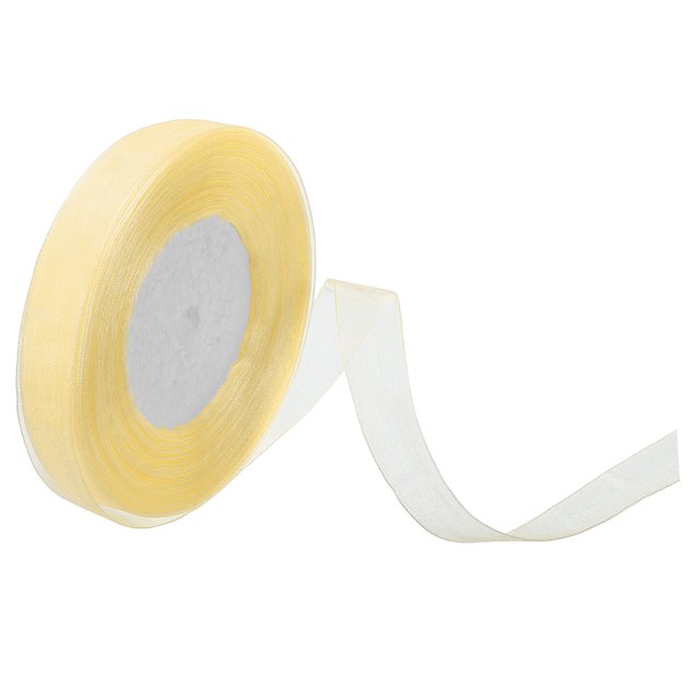 Unique Bargains 0.6 Inch x 50 Yard Organza Ribbon, Gift Wrapping Ribbon for Bouquet Cake Invitations Card Decoration, Beige