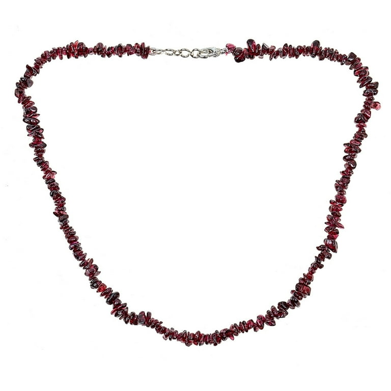 Genuine Garnet Gem Chip Bracelet with Beads Sterling Silver Handmade Genuine Garnet Gem Chip Bracelet with Beads Sterling Silver Handmade