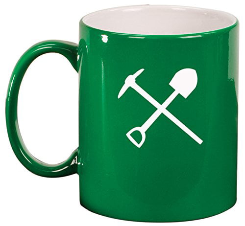 11oz Ceramic Coffee Tea Mug Glass Cup Shovel Pick Miner Mining Tools 