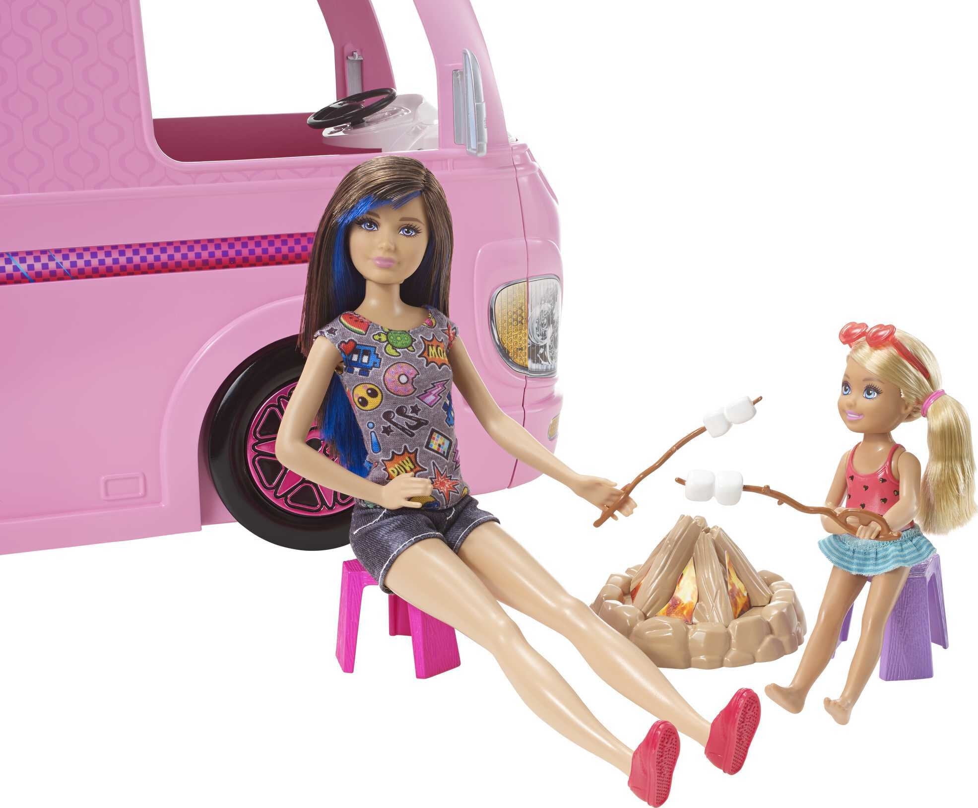 Barbie Camper, Doll Playset with 50 Accessories and Waterslide