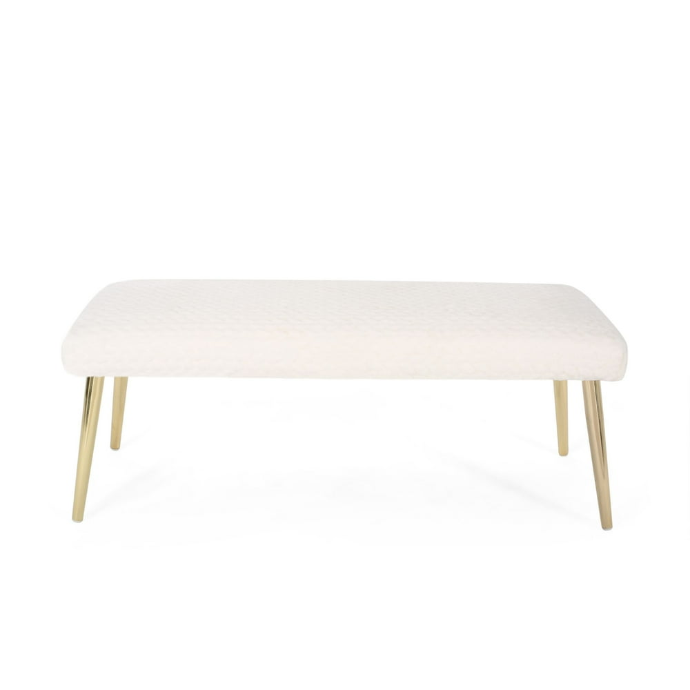48.75" White and Gold Contemporary Rectangular Bench