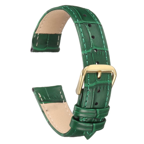 Uxcell Leather Watch Bands 18mm Classical Embossed Replacement Strap Elegant Vintage Watchband, Green Gold